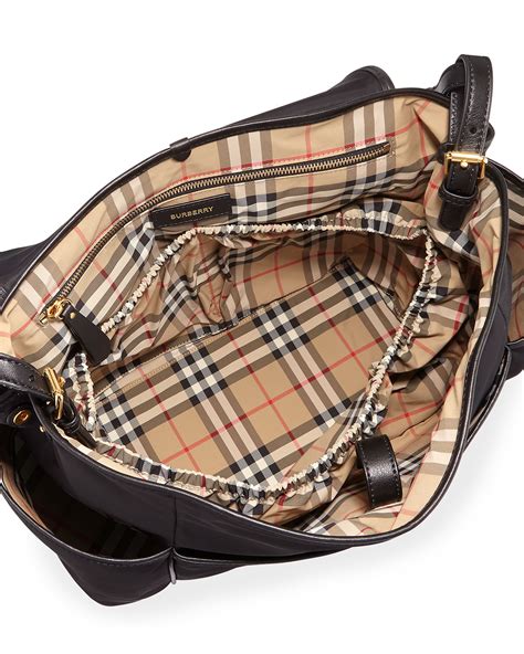 designer diaper bag logo burberry|diaper tote Burberry diaper bag.